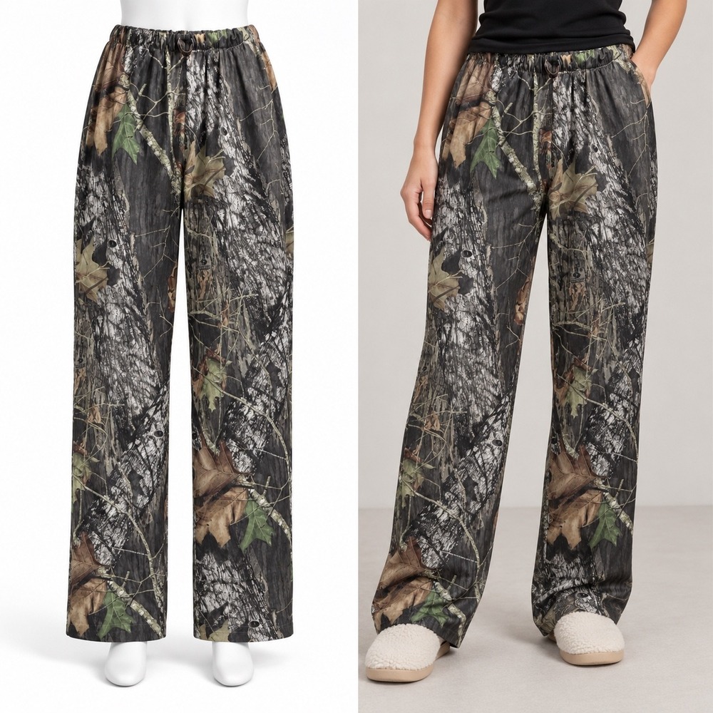 Hatchie Camo Pants Women Small Brown Mossy Oak Break-Up Elastic Waist Straight